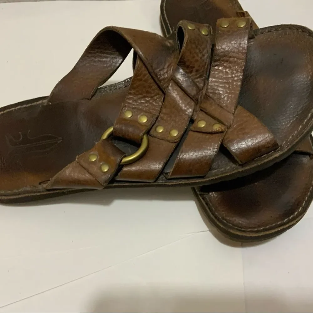 Frye Men Leather LudLow Slide Sandals Size 10 (11.25”)